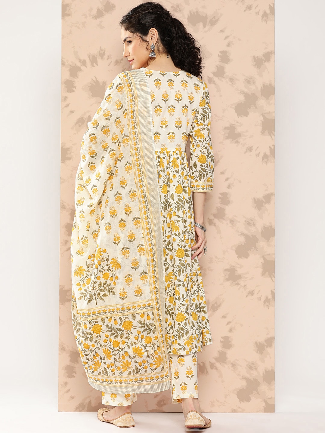 Kalini Women Floral Printed Empire Pure Cotton Kurta with Trousers & With Dupatta - Distacart