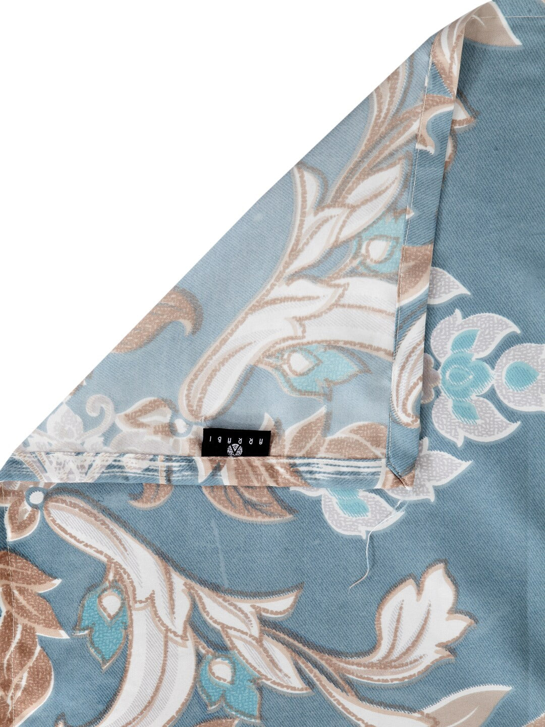 Arrabi Beige & Blue Floral 300 TC Super King Bedsheet With 2 Pillow Covers - Distacart