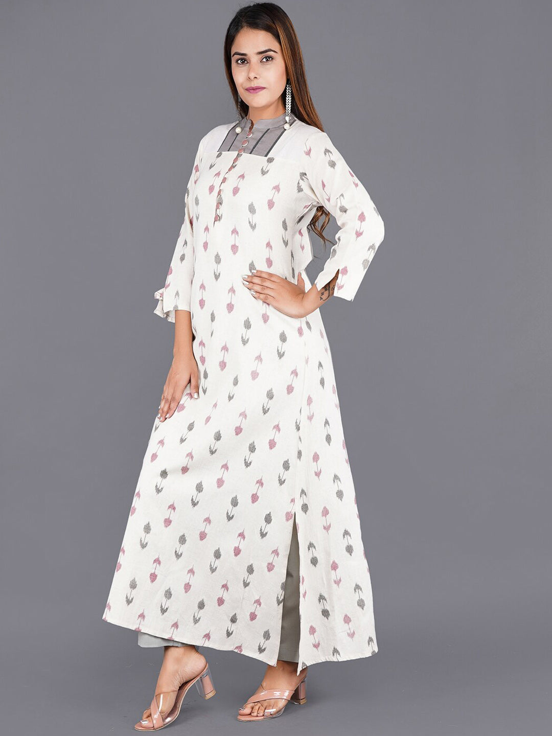 Kalini Women Off White Geometric Printed Anarkali Kurta - Distacart