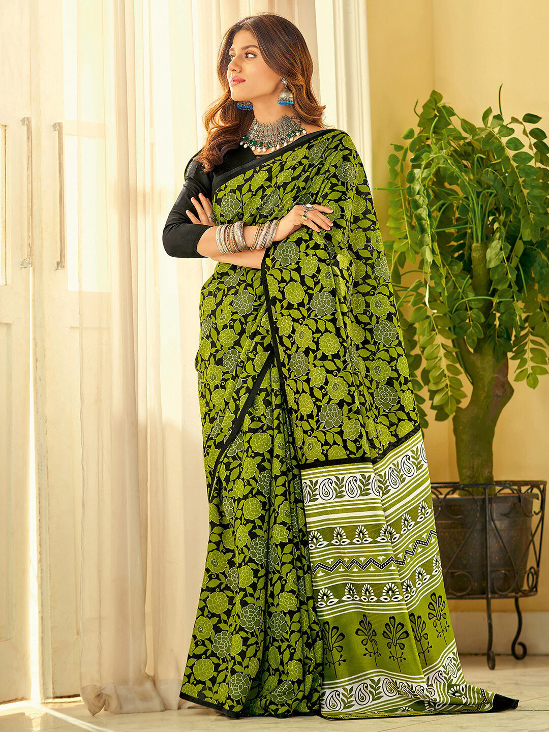 Kalini Floral Printed Saree - Distacart