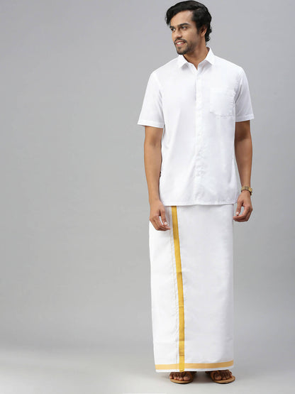 Ramraj Cotton Mens Half Sleeve Formal Poly Cotton White Shirt - Distacart