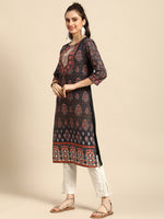 Thumbnail for Sangria Women Black Ethnic Motifs Printed Kurta - Distacart