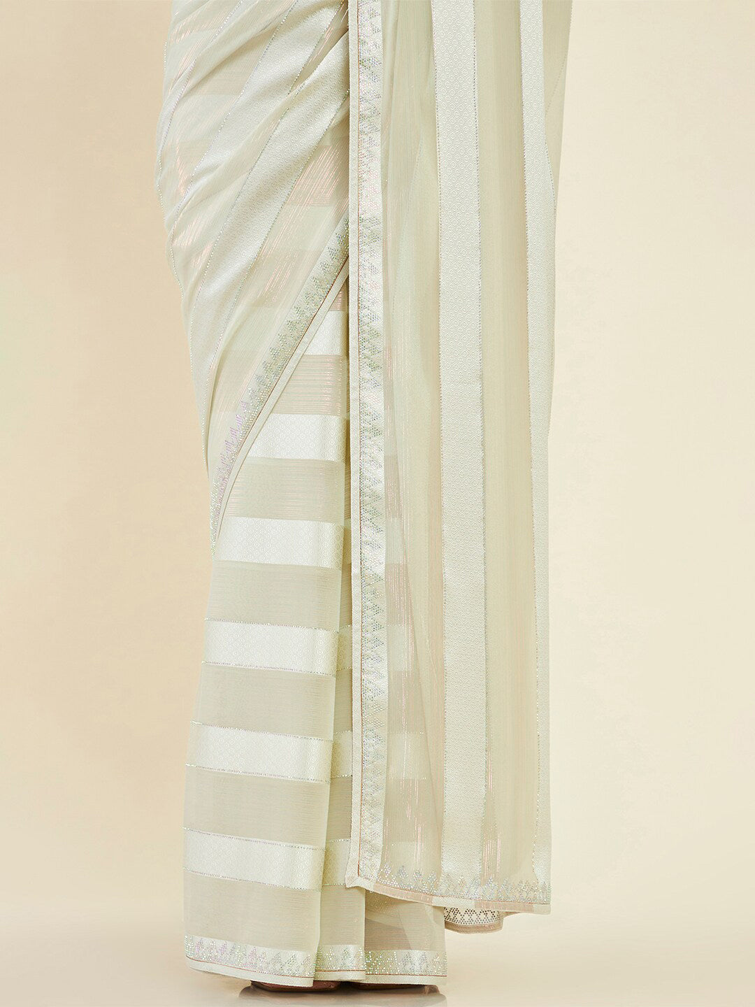 Soch Striped Embellished Zari Pure Georgette Saree - Distacart
