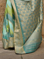 Thumbnail for Mitera Sea Green Floral Woven Designed Zari Saree - Distacart