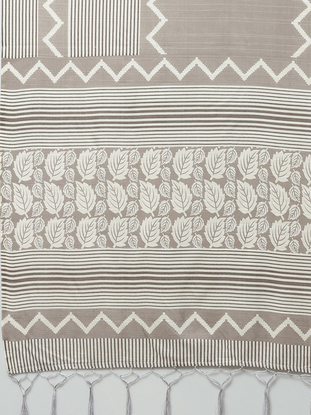 Mitera Grey & Off White Art Silk Bhagalpuri Saree - Distacart