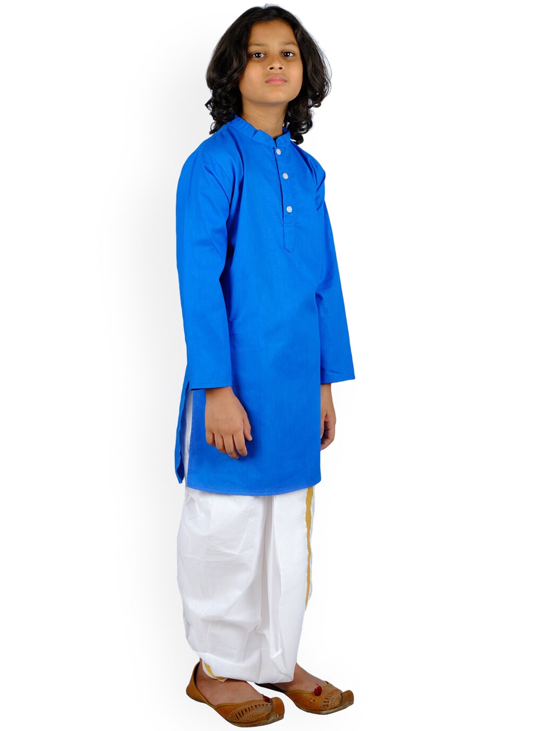 Sethukrishna Boys Blue Pure Cotton Kurta with Dhoti Pants - Distacart