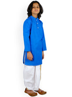 Thumbnail for Sethukrishna Boys Blue Pure Cotton Kurta with Dhoti Pants - Distacart