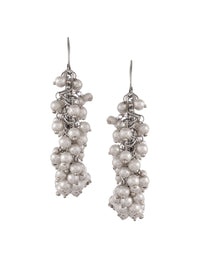 Thumbnail for Shoshaa Silver-Toned & White Contemporary Hoop Earrings - Distacart