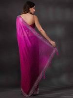 Thumbnail for Koskii Women Maroon & Silver-Toned Beads and Stones Embellished Saree - Distacart
