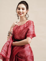 Thumbnail for Saree Mall Red & White Ethnic Motifs Art Silk Saree - Distacart