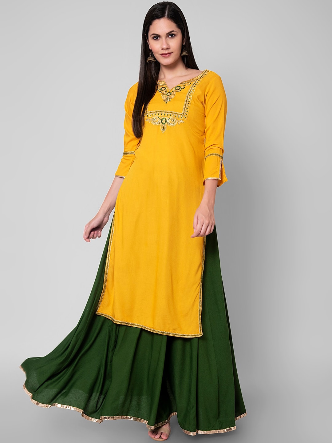 Kalini Women Yellow Kurta with Skirt - Distacart