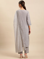 Thumbnail for Sangria Women Floral Printed Empire Pure Cotton Kurta with Trousers & With Dupatta - Distacart