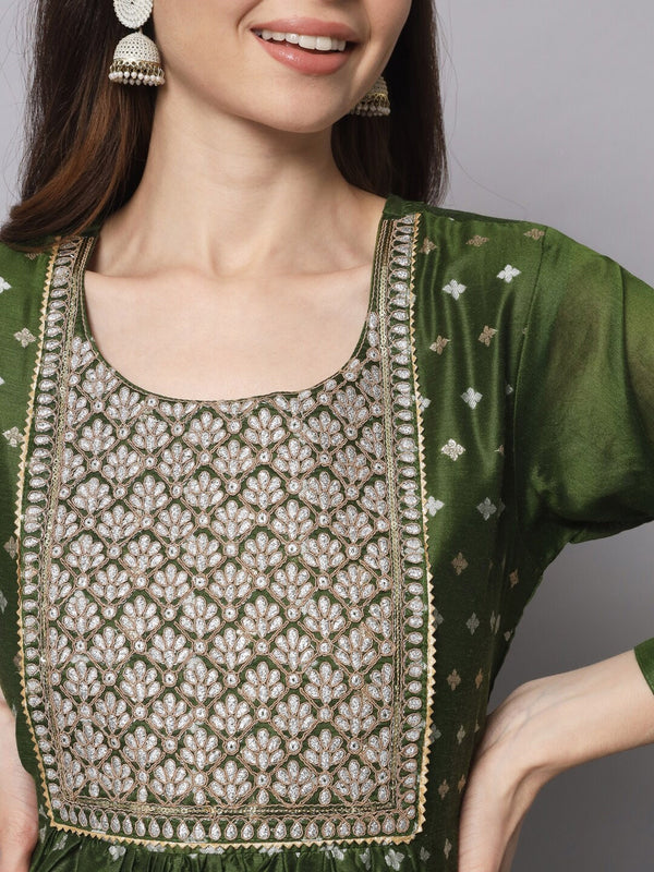 Kalini Ethnic Motifs Embroidered Zari Gotta Patti Kurta with Trousers & Dupatta - Distacart
