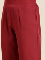 Thumbnail for Sangria Women Maroon Ethnic Motifs Printed Kurta with Trousers - Distacart