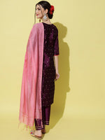 Thumbnail for Kalini Ethnic Motifs Yoke Design Regular Thread Work Kurta with Trousers & With Dupatta - Distacart