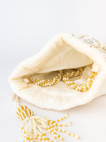Thumbnail for NR By Nidhi Rathi White Mirror Work Embroidered Potli Clutch - Distacart
