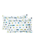 Thumbnail for Story@home Ventura Green Geometric 152 TC Cotton Queen Bedsheet With 2 Pillow Covers - Distacart