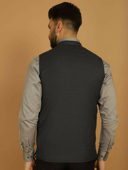 Even Apparels Nehru Jacket With Welt Pockets - Blue - Distacart