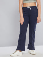 Thumbnail for Lyush Navy Fleece Brand Drawstring Track Pants For Girls - Distacart
