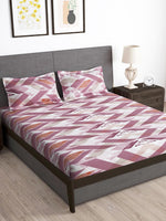 Thumbnail for Story@home Arena Pink & White Geometric Printed 180 TC Bedsheet & Pillow Covers - Distacart