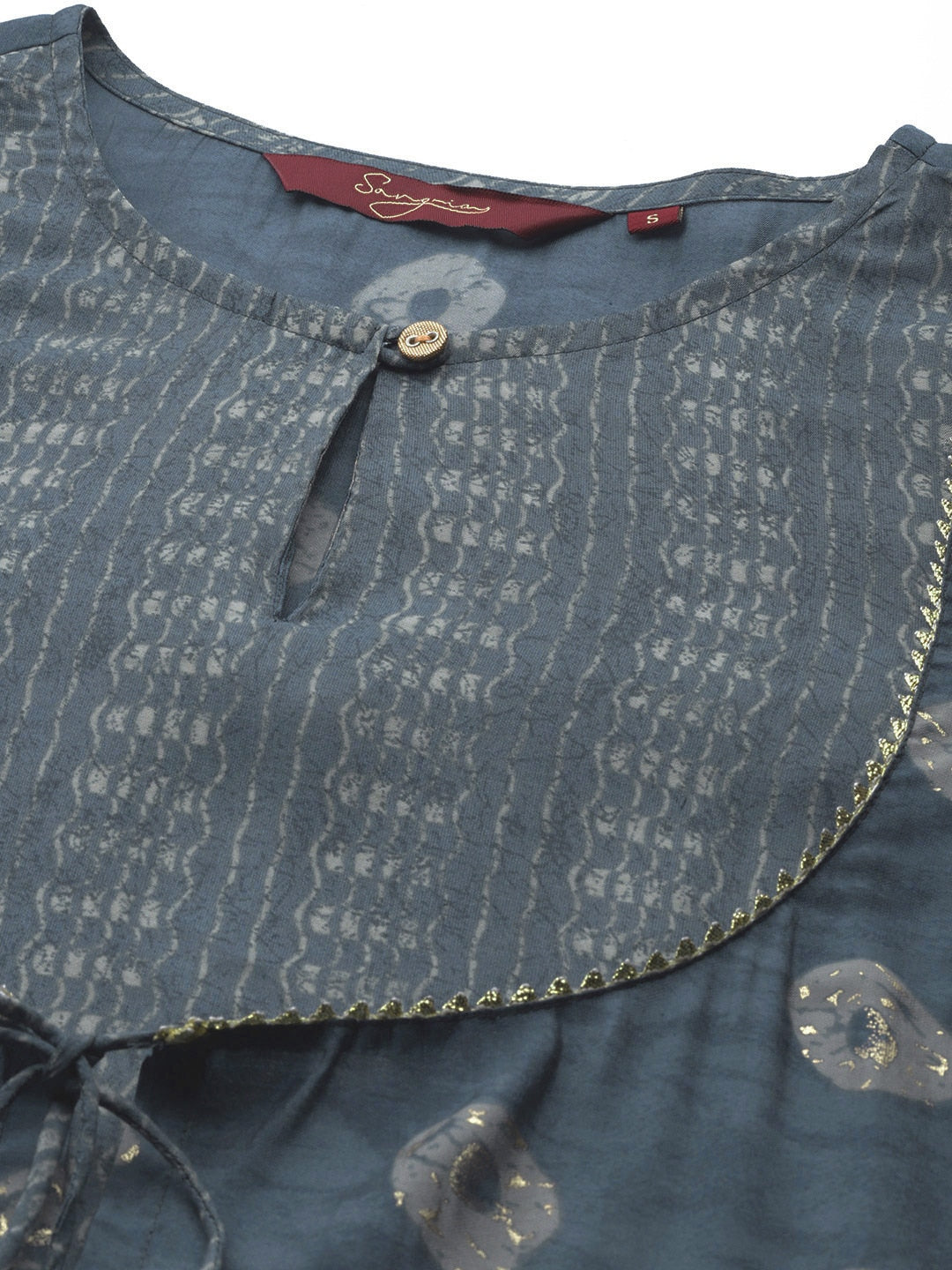 Sangria Women Ethnic Motifs Printed Empire Gotta Patti Kurta with Trousers - Distacart