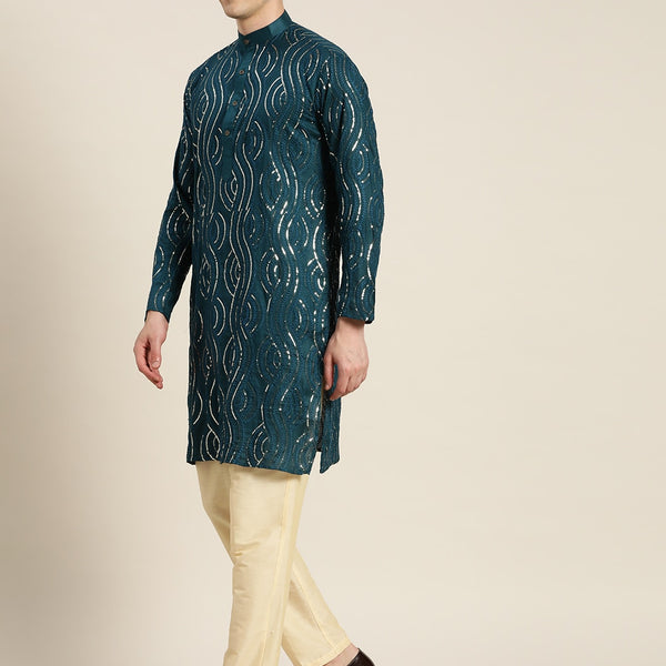 Sojanya Men Quirky Embroidered Sequinned Kurta - Distacart
