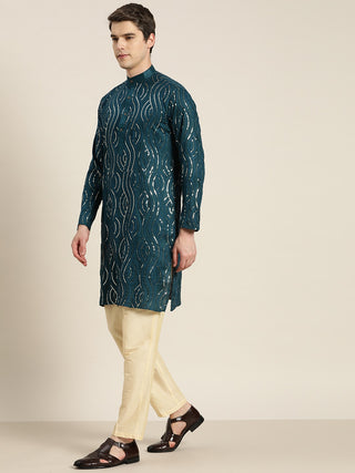 Sojanya Men Quirky Embroidered Sequinned Kurta - Distacart