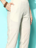 Thumbnail for Sangria Women Floral Embroidered Sequinned Pure Cotton Kurta with Trousers & With Dupatta - Distacart
