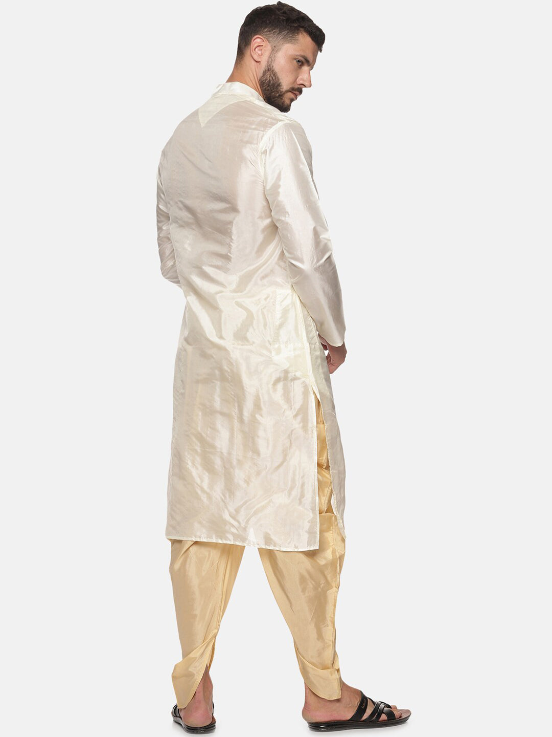 Sethukrishna Men Cream-Coloured Kurti with Dhoti Pants - Distacart