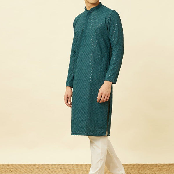 Manyavar Ethnic Motifs Embroidered Sequinned Kurta with Pyjamas - Distacart