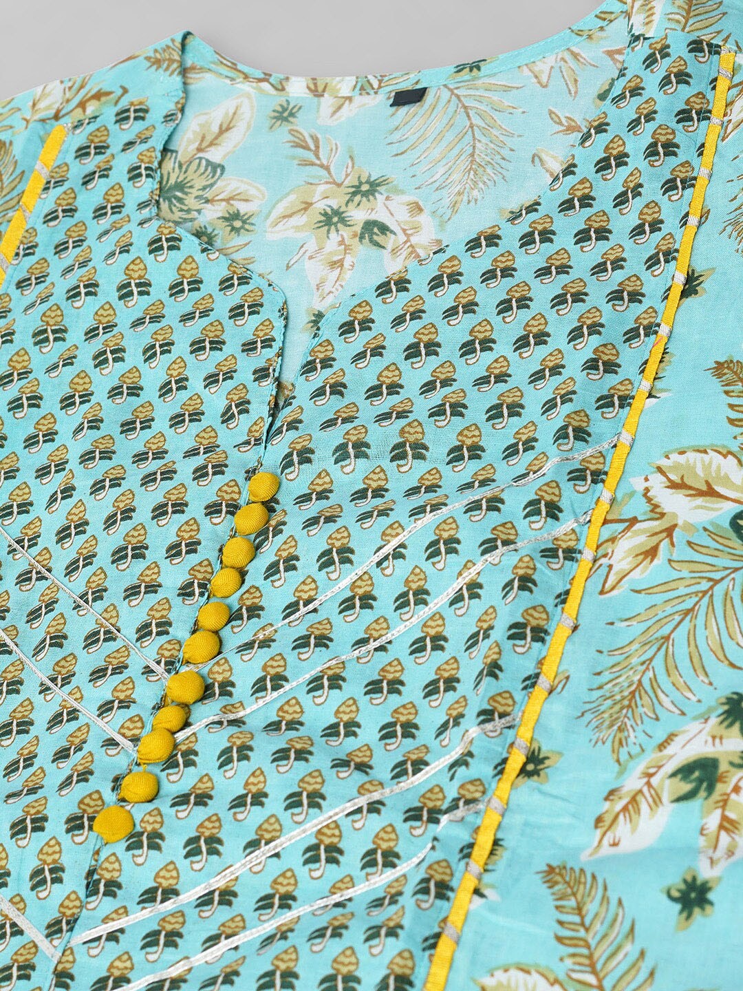 Kalini Floral Printed Regular Gotta Patti Pure Cotton Kurta with Trousers - Distacart