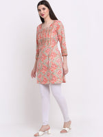 Thumbnail for Kalini Women Peach-Coloured Floral Printed Kurta - Distacart