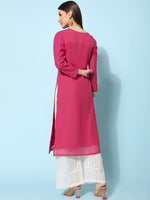 Thumbnail for Kalini Ethnic Motifs Embroidered Chikankari Georgette Kurta - Distacart