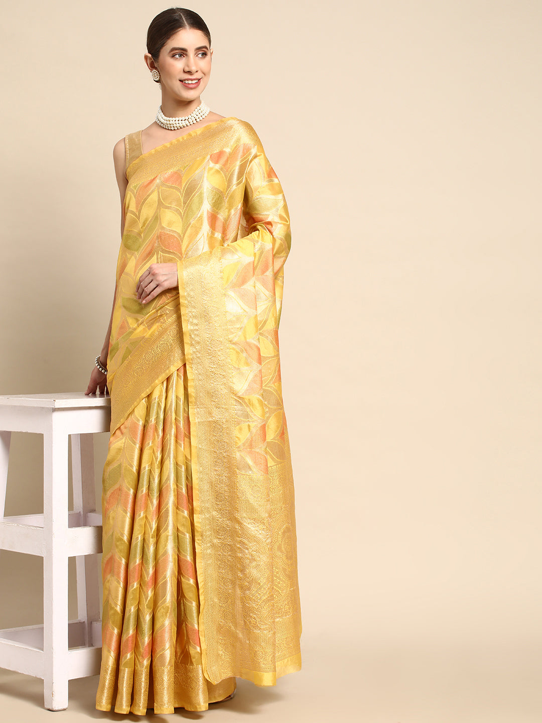 Mitera Floral Zari Organza Kanjeevaram Saree - Distacart