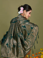 Thumbnail for Sangria Ethnic Motifs Woven Design Linen Blend Saree - Distacart