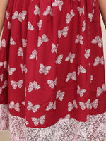 Thumbnail for NOZ2TOZ Maroon & White Floral Dress For Girls - Distacart