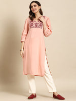 Thumbnail for Sangria Floral Embroidered Kurta - Distacart