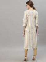 Thumbnail for Kalini Women White Printed Embroidered Thread Work Kurta - Distacart