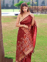 Thumbnail for Kalini Floral Woven Design Zari Banarasi Saree - Distacart