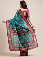 Thumbnail for Saree Mall Blue & Maroon Bandhani Silk Blend Bandhani Sarees - Distacart