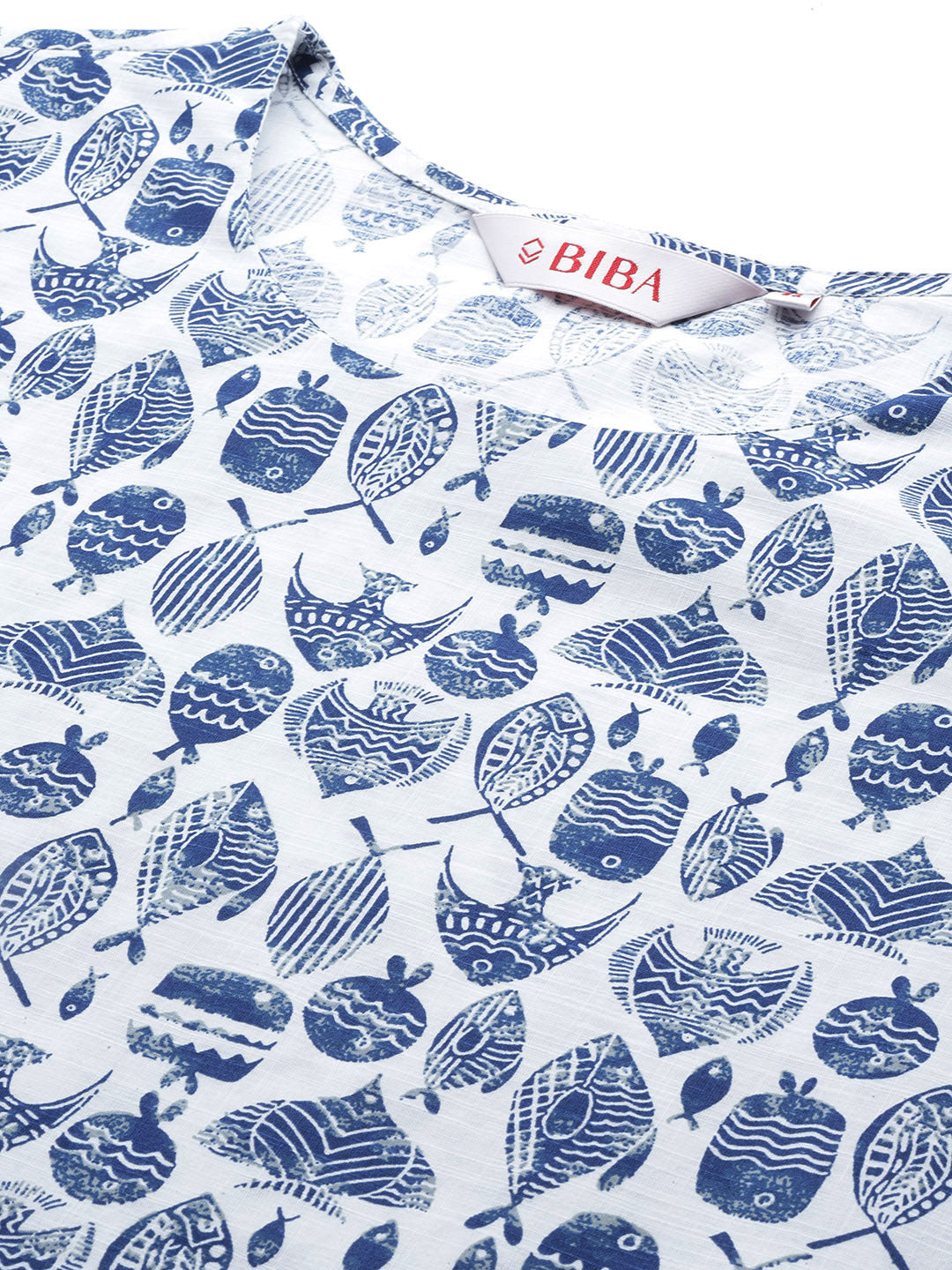 Biba Ethnic Motifs Printed Pure Cotton Kurta With Belt - Distacart