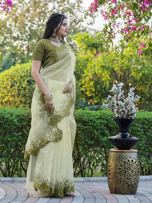 Tikhi Imli Embroidered Organza Saree - Distacart