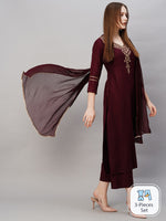Thumbnail for Kalini Floral Embroidered Thread Work Kurta With Palazzos & Dupatta - Distacart
