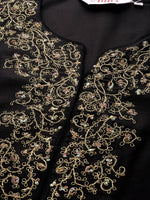 Thumbnail for Biba Women Black & Cream-Coloured Embroidered Kurta with Trousers - Distacart