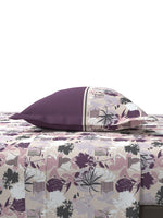 Thumbnail for MYTRIDENT Mauve White Floral Cotton 144 TC Queen Bedsheet With 2 Pillow Covers - Distacart