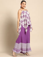 Thumbnail for Sangria Women Bandhani Printed Pure Cotton Kurti with Palazzos - Distacart