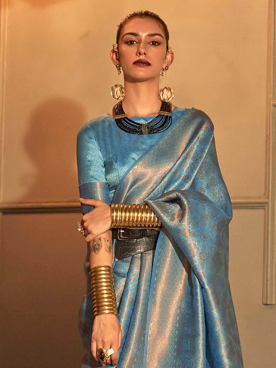 Saree Mall Woven Design Zari Silk Blend Kanjeevaram Sarees - Distacart
