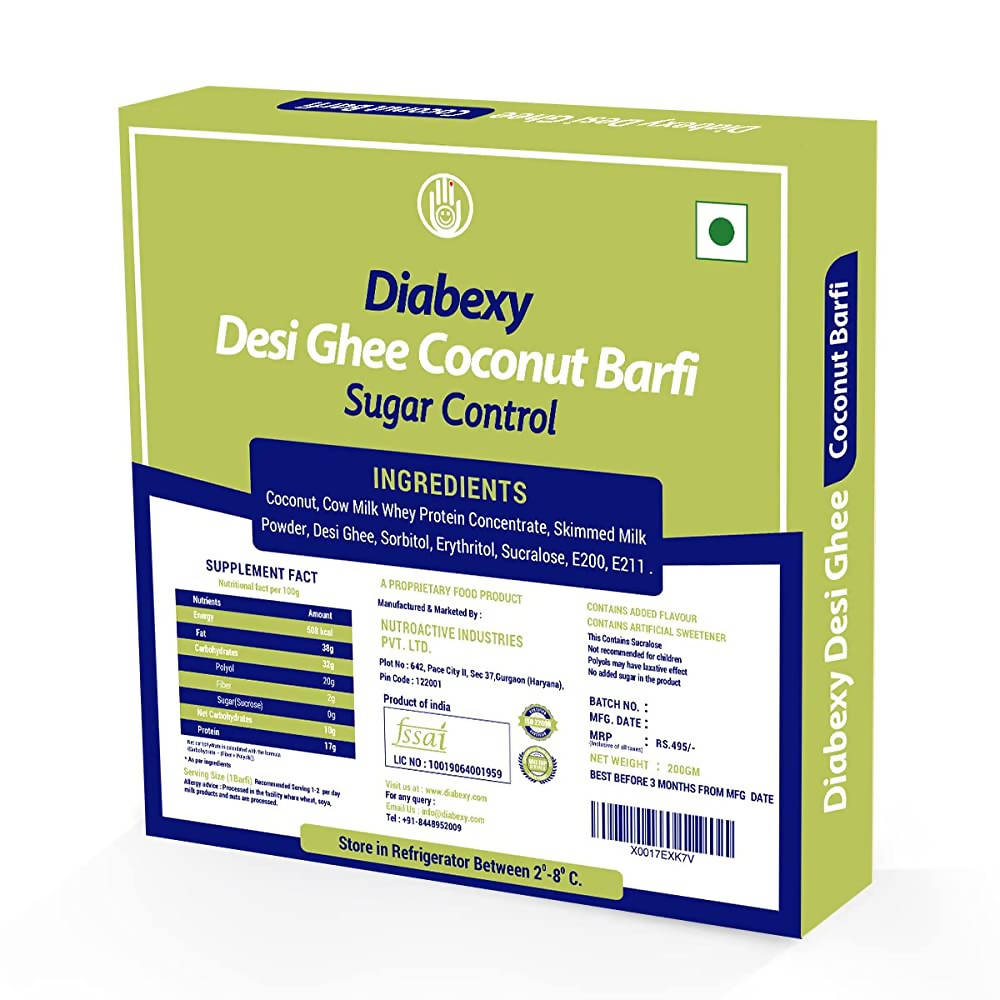 Diabexy Desi Ghee Sugar Free Coconut Barfi for Diabetics