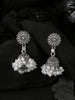 NVR Women Silver Toned Dome Shaped Jhumkas Earrings - Distacart