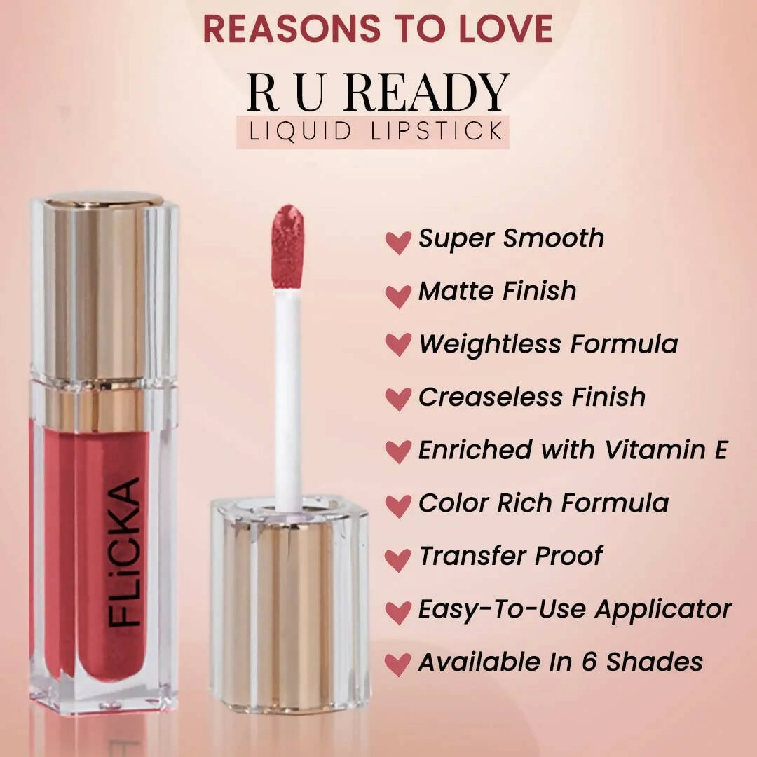 FLiCKA R U Ready Matte Finish liquid Lipstick Shade 05 Buff Nude - Distacart